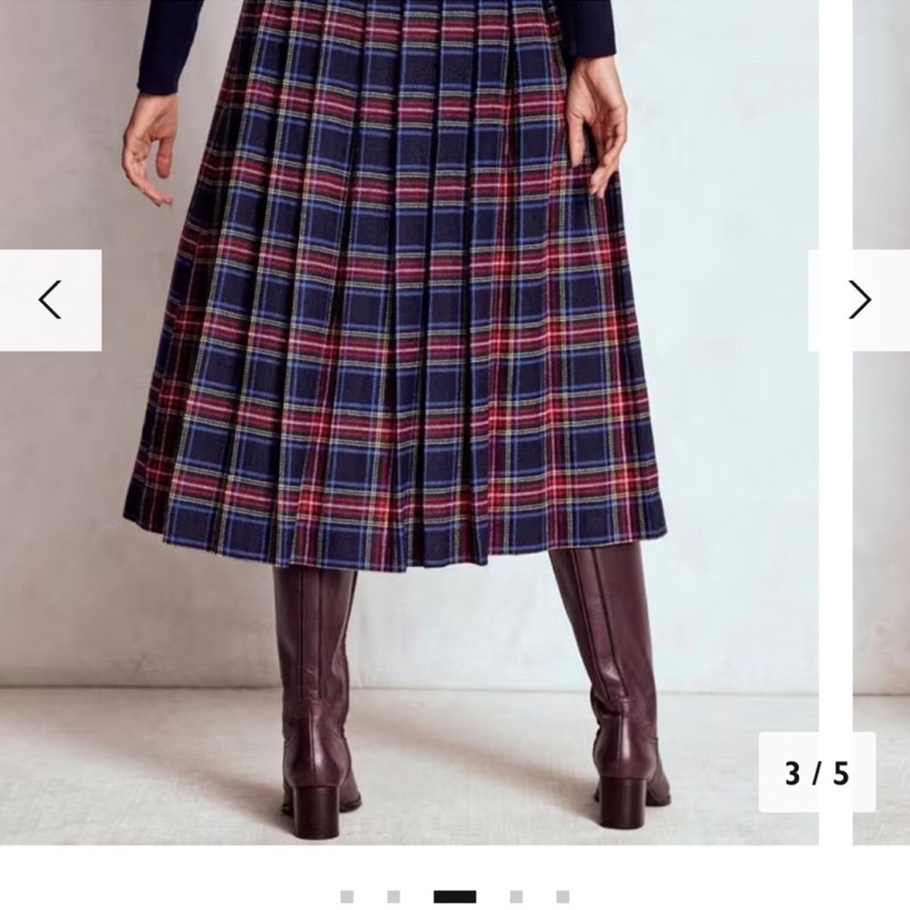 Boden Josephine Check Wool Rich Kilt Skirt Tartan Navy/Multi Sz US 14 NWT - Picture 6 of 6